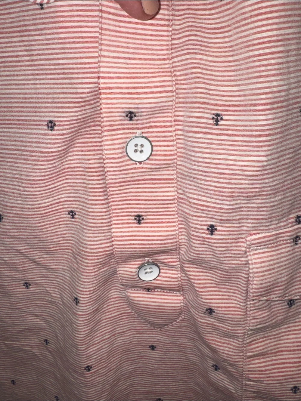 Banana Republic Men L Red Stripe Embroidered Cotton Short Sleeve Shirt